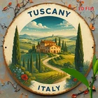 Vintage Metal Tin Sign Rustic Tuscany Italy Aluminum Sign 8 Inch Round