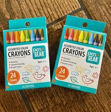 Set Of 2 Boxes Crayons Pack Of 24 Nontoxic Smooth Drawing bright Color Brand New