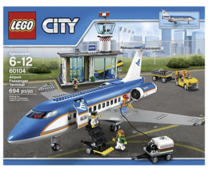 Lego 60104 city airport passenger terminal airplane new sealed retired building