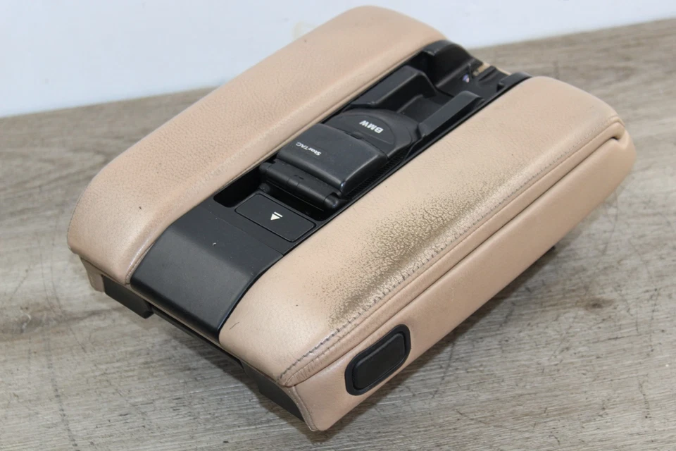 95-01 BMW E38 740I 750IL TAMPA DE APOIO DE BRAÇO CONSOLE CENTRAL FRONTAL COM TELEFONE BEGE AREIA - Imagem 3 de 4