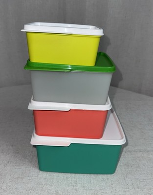 Tupperware Nesting Stacking Storage Containers keep tabs Set Of 4 with Bonus