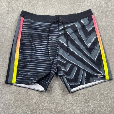 Billabong Board Shorts Mens 38 Black Airlite D'Bah Striped Geometric Swim Trunks