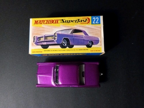 Matchbox Superfast #22 viola scuro Pontiac GP 1970 VN/MINT scatola originale solida G - Foto 9 di 17