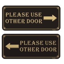 Please Use Other Door Sign with Arrow 11  x 5  Quality Acrylic Sign with Adhe...