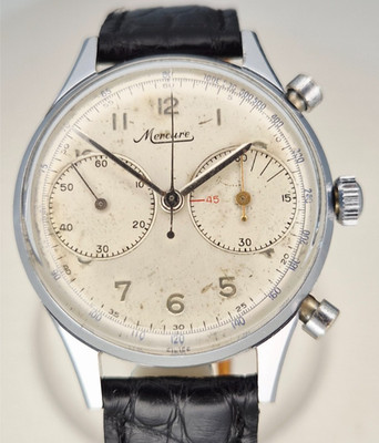 Minerva Vintage Chronograph Swiss Mechanical Manual Steel Steel