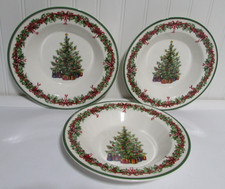 Christopher Radko Holiday Celebrations Traditions Rimmed Soup Bowls  Set of 3