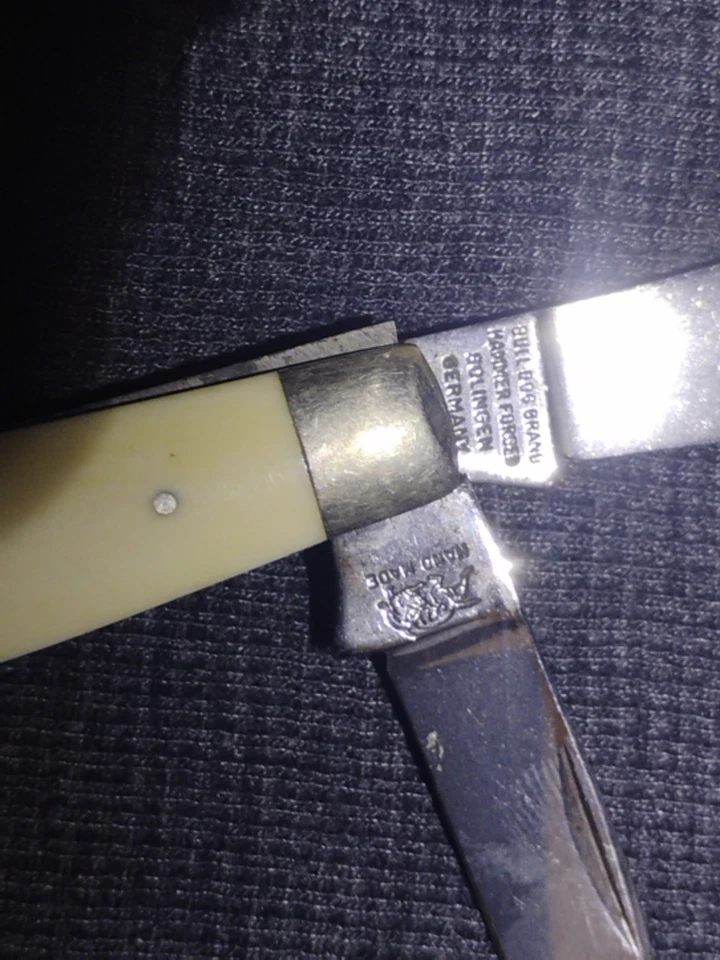 RARO 1ª GENERACIÓN 3 hojas Cuchillo BULLDOG Hecho a Mano Martillo Forjado Solingen Germ. Foto 3 de 4