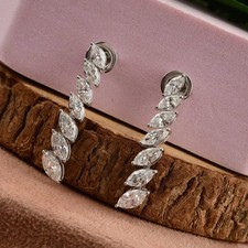 2Ct MarquiseCut Lab Created Diamond Drop  Dangle Earrings 14K White Gold Plated