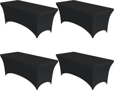 4 Pack Spandex Fitted Tablecloth Stretch Table Cover for 6FT Table Black NEW