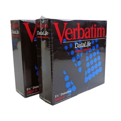 Verbatim DataLife Diskettes 5 1/4'' MD2-D Double Density 2-10 Packs New Sealed