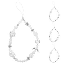 4 Pcs Bow Phone Charm Beads Strap with Clip Bow-knot Beaded Mobile Chain