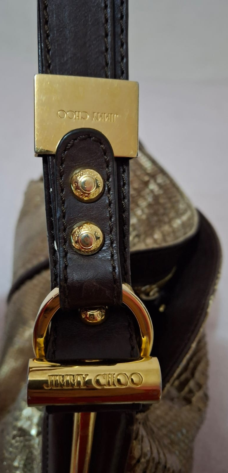 Jimmy Choo Gold-Multi Python with Brown leather t… - image 14