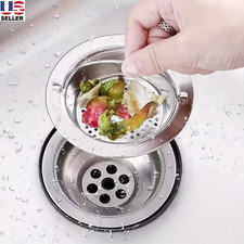 3Pcs Kitchen Sink Strainer Large Wide Rim Stainless Steel Mesh Drain Filter USA