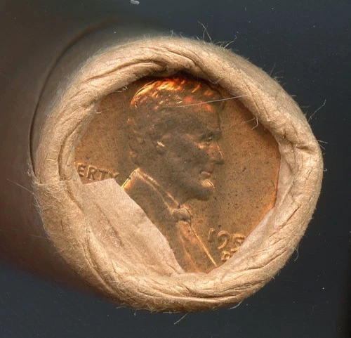 1956 D Lincoln Cent OBW Original Bank Wrap Uncirculated Roll * No Reserve *