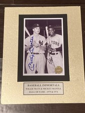 Mickey Mantle , Willie Mays 5x7 Photo In A 8x10 Matt  , with COA. HOF