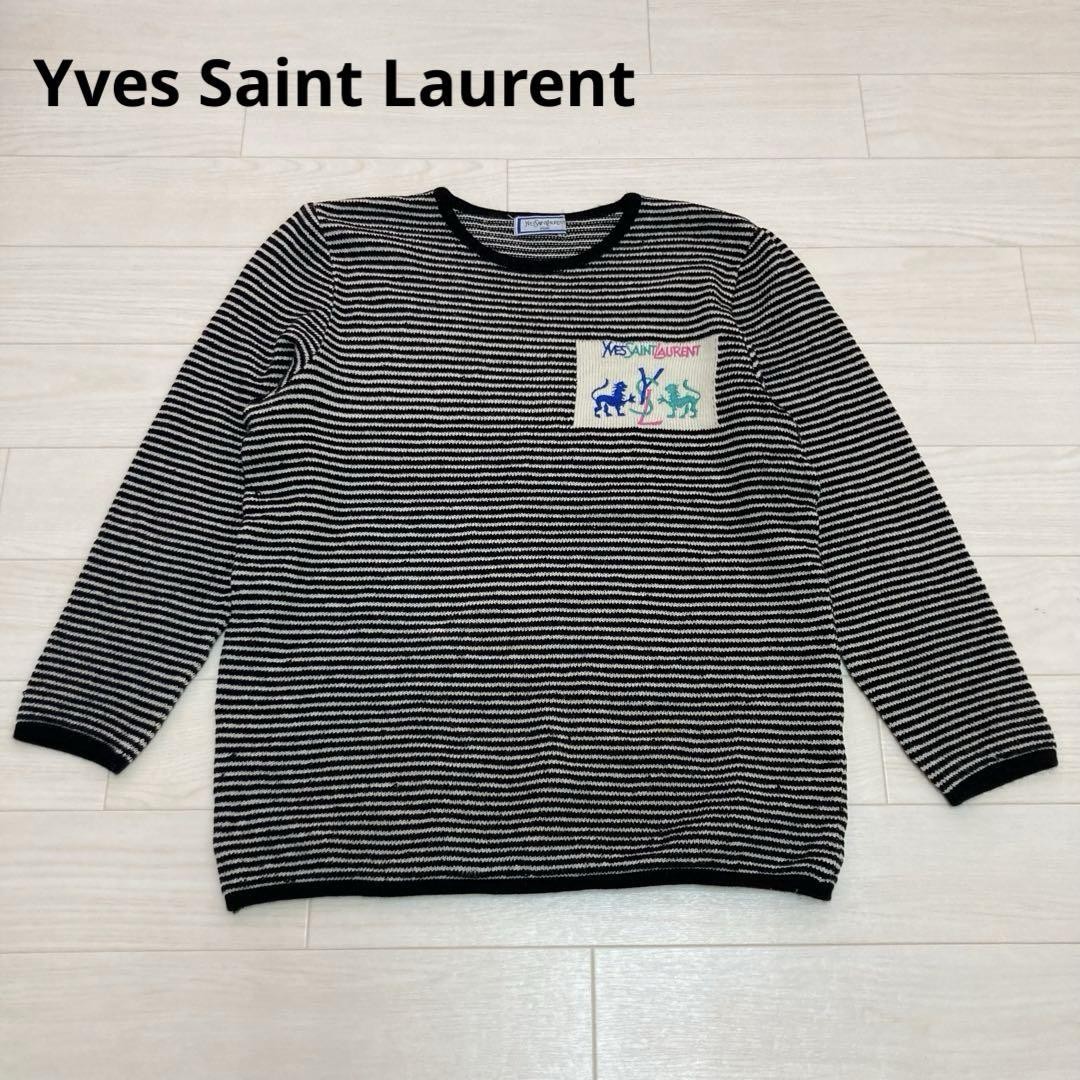 Autentico maglione maglia Yves Saint Laurent a righe nero bianco taglia M donna