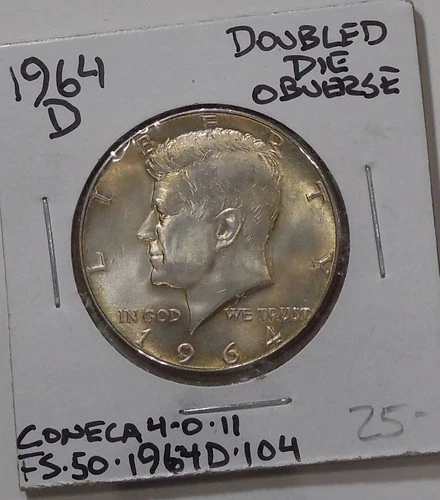 1964 D UNC Kennedy Half DOLLAR - 90% SILVER * FS-50 1964D 104