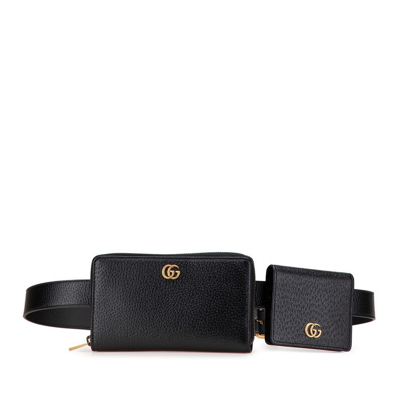 Gucci GG Marmont Black Leather Belt Bag with Card Case 699304