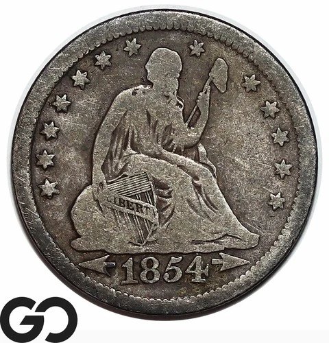1854 Seated Liberty Quarter w/ Arrows
