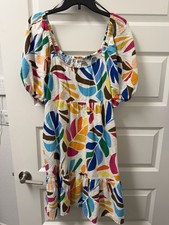 Tabitha Brown Smocked Dress Floral Geometric Botanical Tropical By Target XL