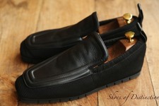 Scarpe mocassini uomo Bottega Veneta nere in pelle e tela UK 8 US 9 EU 42