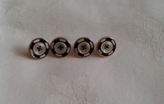 VINTAGE MOTHER OF PEARL &BLUE ENAMEL BUTTONS X 4