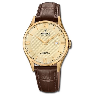 Festina Herrenuhr Swiss Made Armbanduhr Leder braun UF20010/5