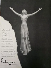 Vintage Vanity Fair Extacee Lingerie Mario Korbel statue youthful silhouette Ad 