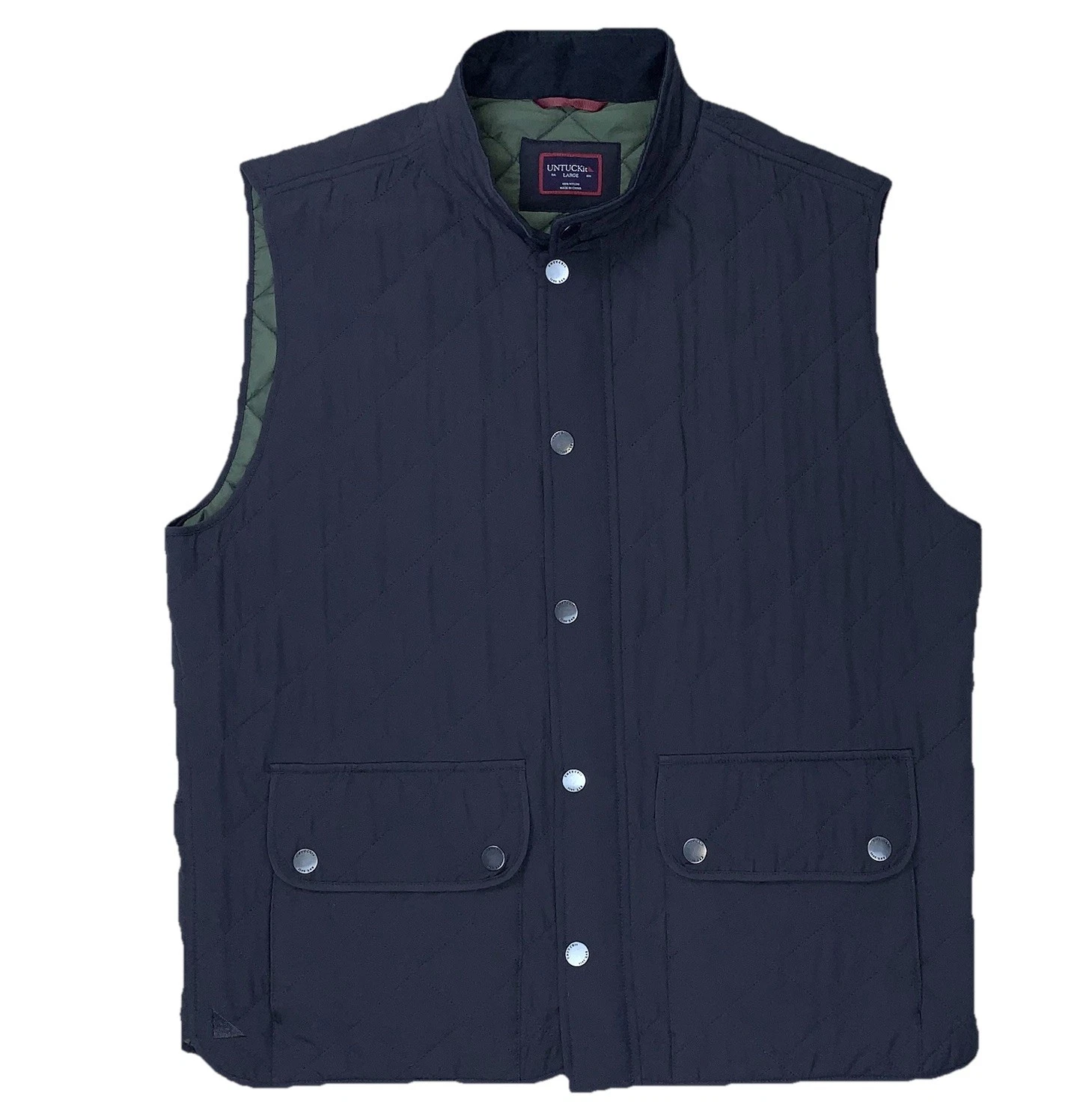 UNTUCKit Men’s Quilted Woodcrest Vest Sz Large Gray Black Lightweight Cabincore