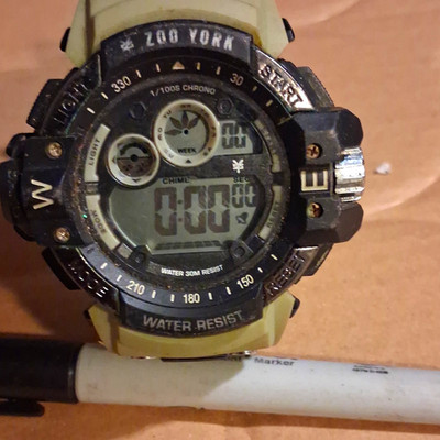Zoo York Digital Quartz Sport Watch Chronograph Alarm Day/Date 50m Beige