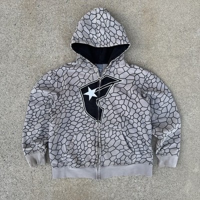 OLD GAP studs hoodie カモ柄 迷彩 星柄 スタッズy2k Vintage Famous Stars and Straps Hoodie Mens Gray Camo Zip Up AOP