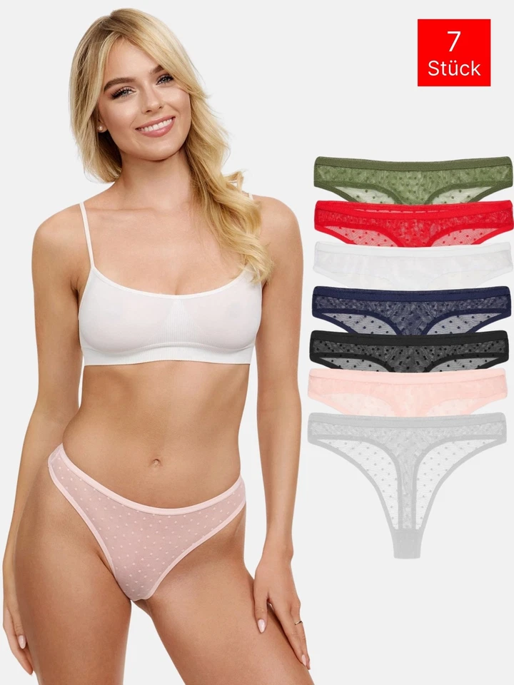 Tazzio String 7er-Pack Damen Tanga Slip Slips Unterwäsche Unterhose