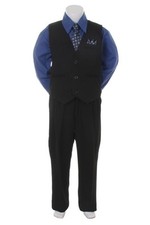 Victoria Blue Formal Boys Pinstripe Vest Suit Set Infant Toddler Big Boy Sizes