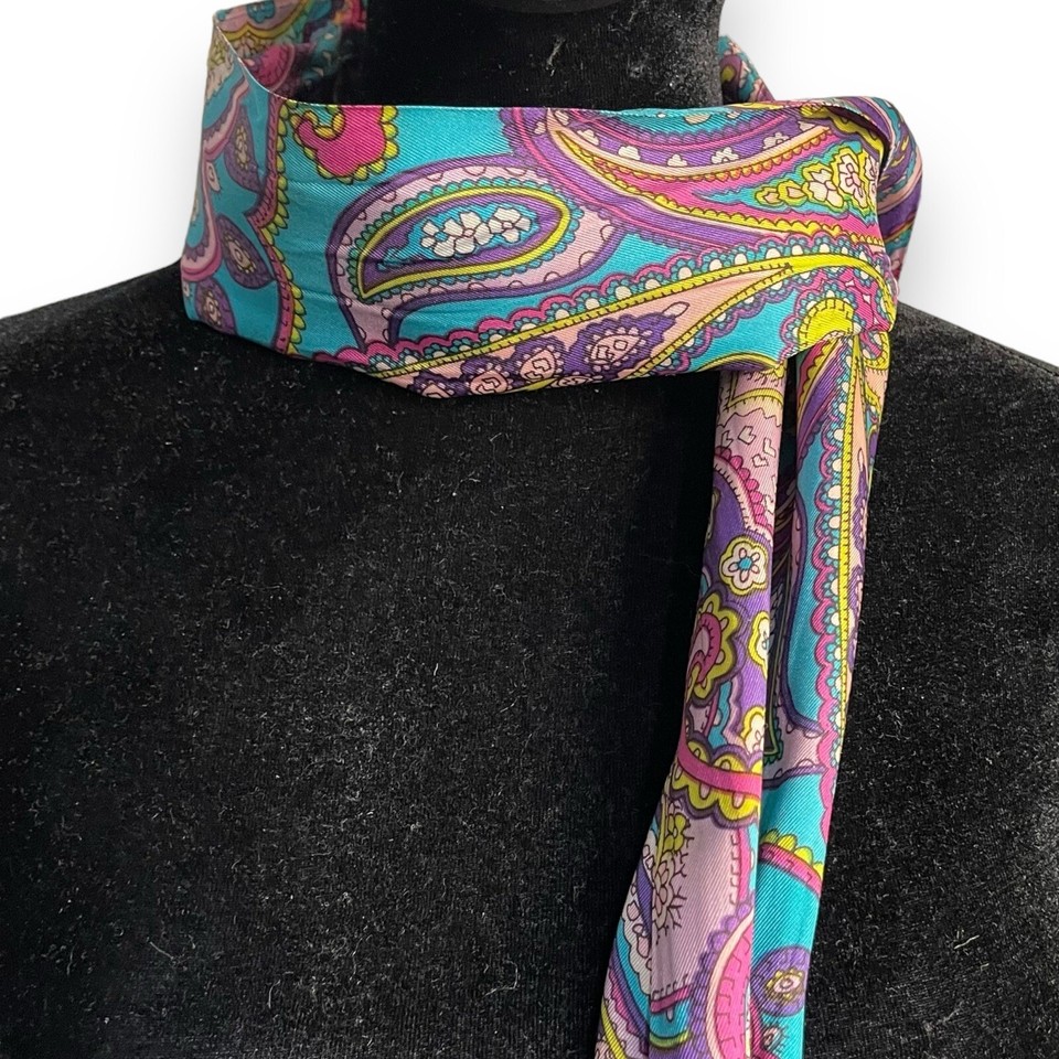 Paisley Print Neck Tie Scarf Women's Multicolored Multifunctional