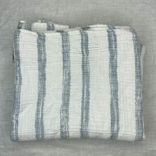 Amazing Baby White Blue Striped Muslin Swaddle Blanket Light Weight