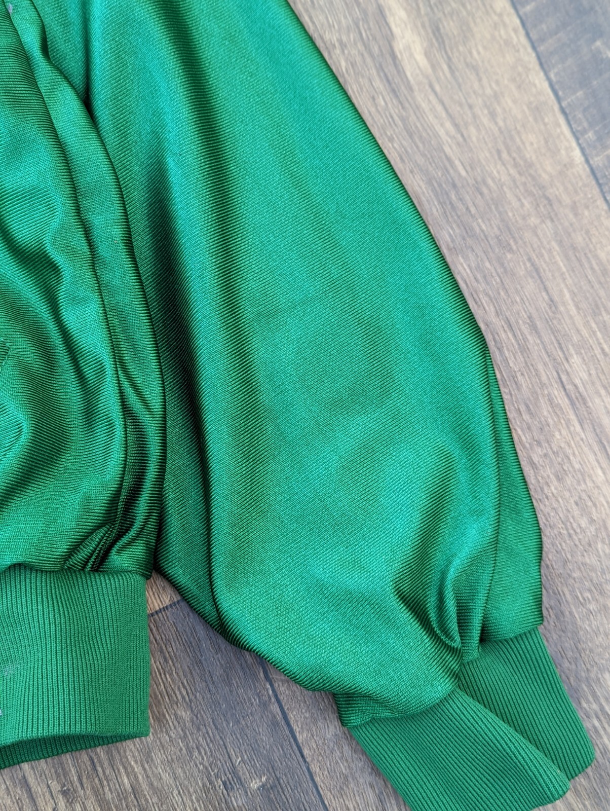 VTG 70s Sand Knit Oregon Green Satin Hoodie Hooded Pu - Gem