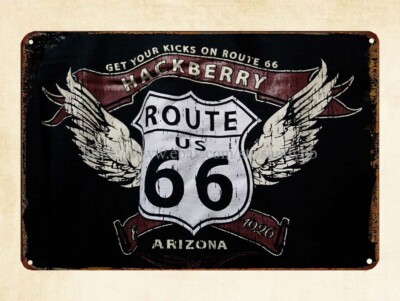  Hackberry Route US 66 metal tin sign advertising cream wall art