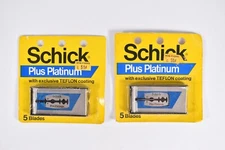 2 Packs Vintage Schick Plus Platinum Double Edge Razor Blades TEFLON 10 Blades