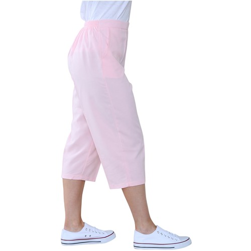 LADIES 3/4 TROUSERS WOMENS THREE QUARTER ELASTICATED WAIST CAPRI CROPPED PANTS - Picture 19 of 40