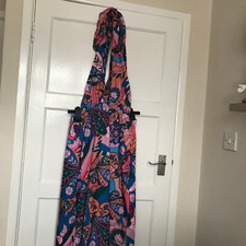 Shein Floral Halter Neck Dress Size 8 Bold Colourful Maxi Beach Holiday