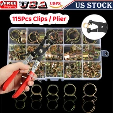115X Hose Clamps Assortment Kit Steel Spring Clip/Plier Water Fuel Tube Air Pipe