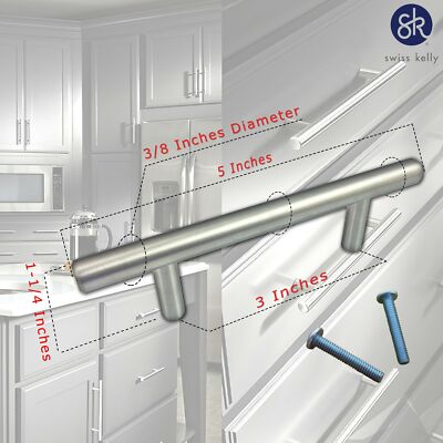 Swiss Kelly Hardware Satin Nickel Kitchen Cabinet Handles Drawer Pulls