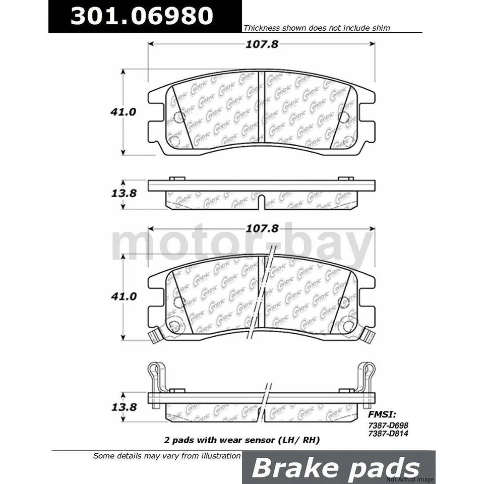For Oldsmobile Intrigue 1998 1999 2000 2001 2002 Front Rear Disc Brake Pad Set - Image 4 of 4