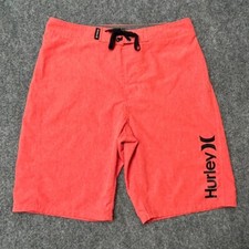 Hurley Board Shorts Boys 16 Red Orange Drawstring W28