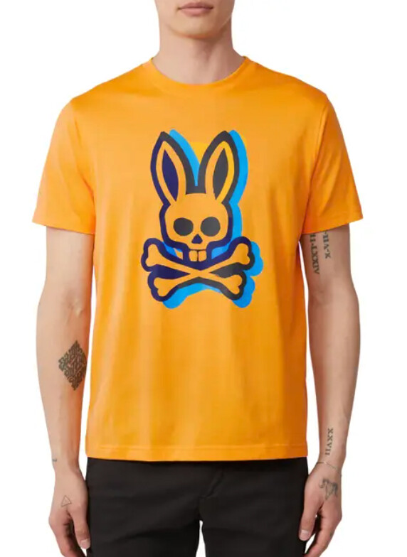 Psycho Bunny Men's Radiant Yellow (Orange) Big Bunny Graphic Crew