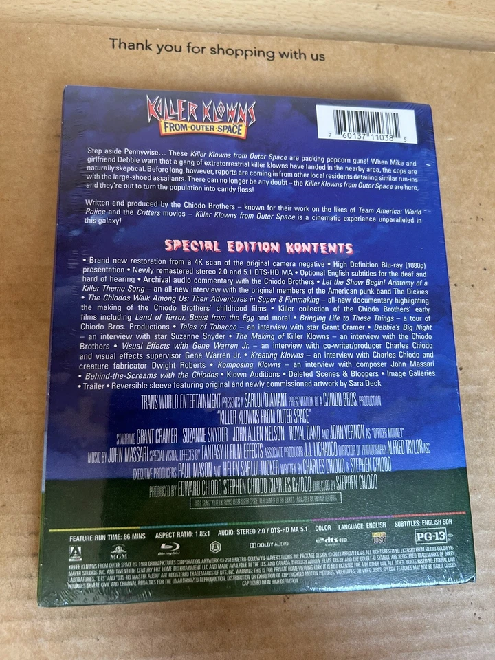 Killer Klowns From Outer Space Rare Reg A Arrow Blu Ray NEW & SEALED + FYE SLIP - Image 2 of 4