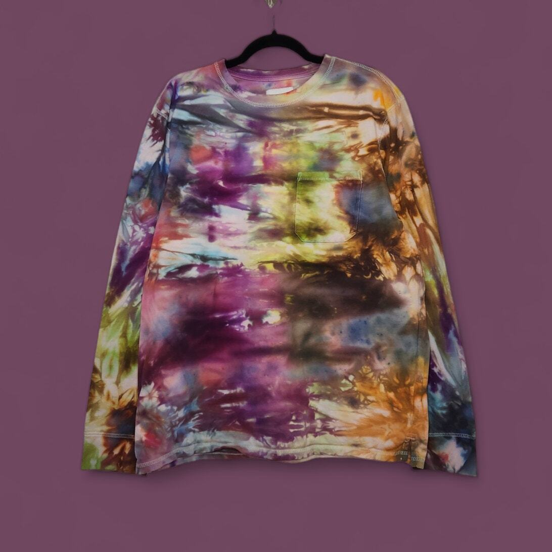 Custom SNOW Tie Dye Grunge 90s Vintage Long Sleeve Shirt XL Y2K