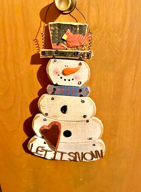 Let It Snow; 13" Wooden  Snowman Sign for Front Door /Decor / Winter Welcome