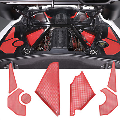 Red Stainless Engine Bay Inner Overlay Dress Up Set Fits Corvette C8 Coupe