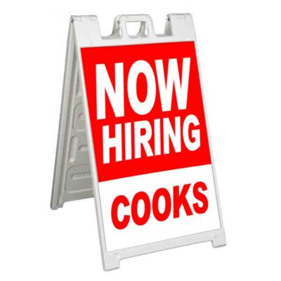 NOW HIRING COOKS Signicade 24x36 Aframe Sidewalk Sign Banner Decal EMPLOYMENT